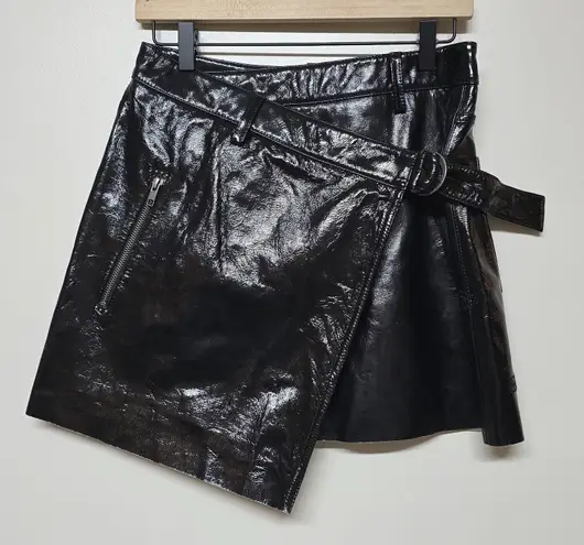 Ksubi Womens Leather Rap Skirt Size 27 Asymmetric Lamb Leather Black EUC
