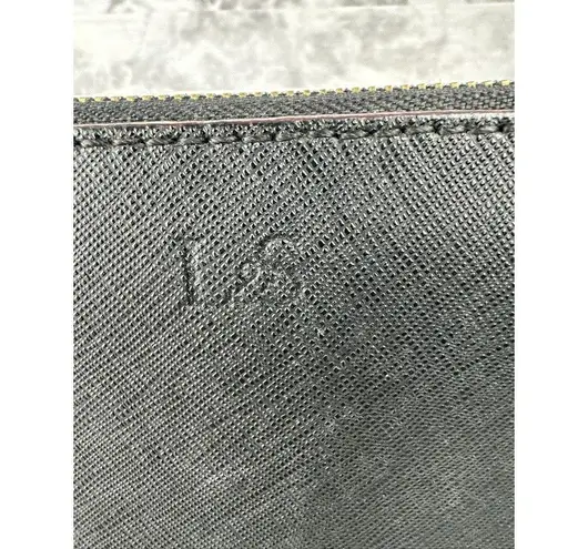 LO & SONS Saffiano Wristlet Pouch Wallet Phone Case Black Leather