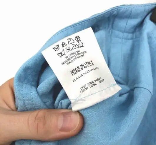 Balenciaga Linen Handkerchief High-Low Linen Skirt Light Blue 40 *Authentic