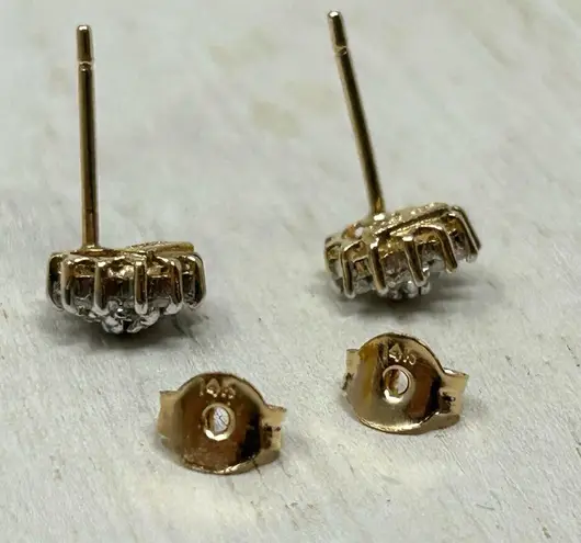 Genuine 14K & brilliant cut diamond flower cluster earrings & pendant set, NWOT