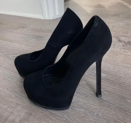 Saint Laurent Black Suede Tribtoo 105 Platform Pumps