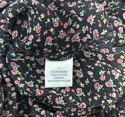 Passport Top Women Square Neck Ruffle Long Sleeve Shirt Blouse SZ L Multiple Size L