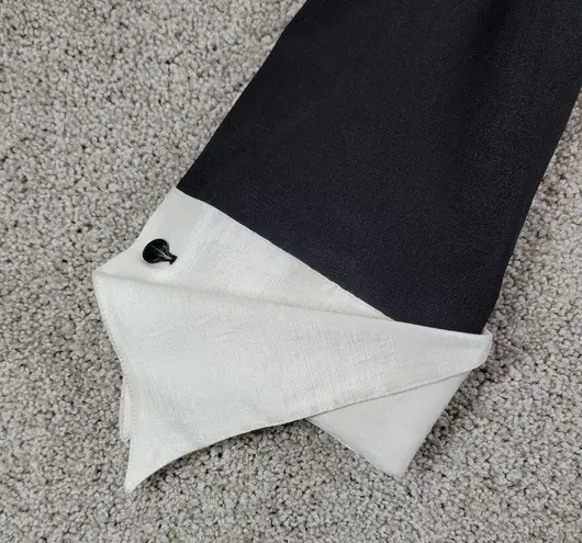 Ravel Womens Formal Jacket M Black White Taffeta Double Breasted French Cuffs Size M