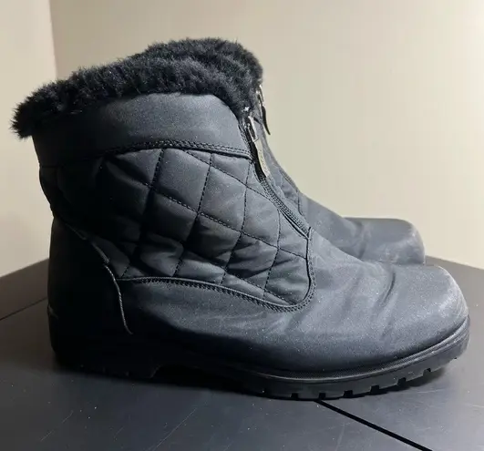 Sporto  Black Winter Snow Boots Women’s Sz 9 Faux Fur Zip up Missing insole