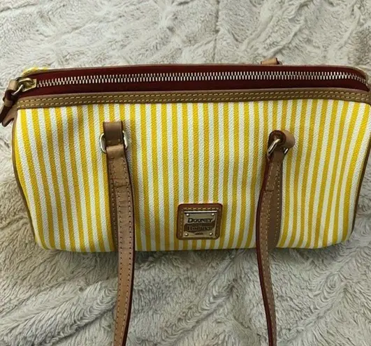 Dooney & Bourke  Yellow and White Striped Barrel Bag