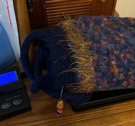 Handmade Unique Purse Handbag Multicolored Beaded Closure Wool Blend