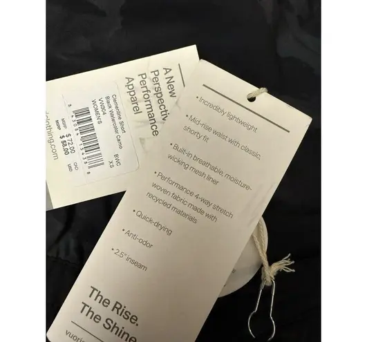 Vuori Women’s Clementine Shorts 2.5” Inseam Black Watercolor Camo XS New $58