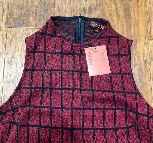 Dance & Marvel NWT red and black plaid sleeveless dress size S
