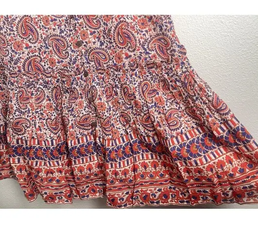 Veronica Beard Paisley Midi Abilene Boho Summer Dress Flowy Watermelon Blue S