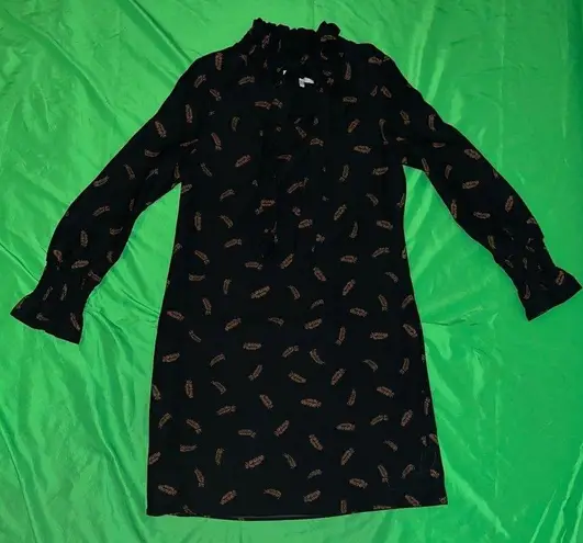 Hobbs London Elegant Black Mini Dress with Brown Accents size 4