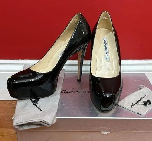 Brian Atwood NIB  MANIAC Black Patent Leather Platform Heels Pumps Shoes $580 sz7