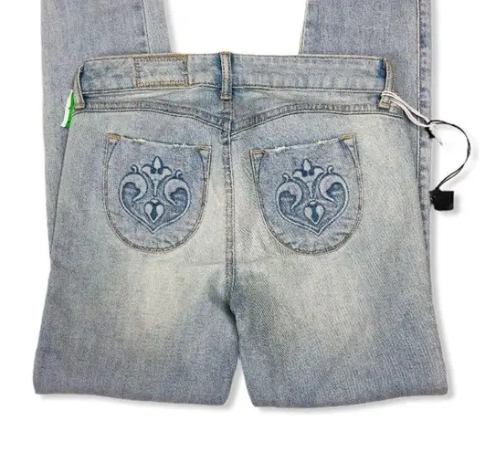 Siwy Hannah Skinny Light Wash Embroidered Quote Distressed Jeans 7 Day Weekend Size 27