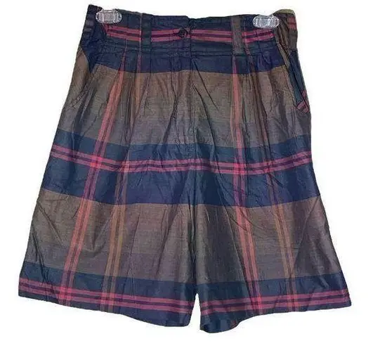 Vintage Just Class Plaid Tartan Shorts 1980s 1990s 28 Inch Waist 100% Cotton