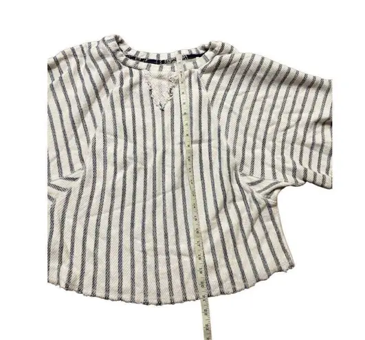 Anthropologie Dolan Coastal Stripes Terry Pullover XL Blue cream Blue