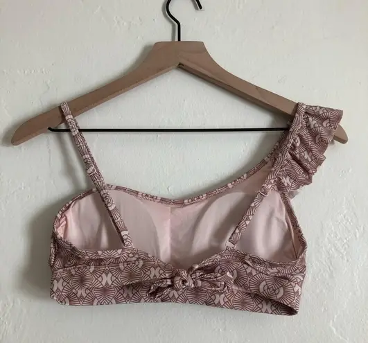 Pretty Me Swimwear Asymmetrical Shoulder Ruffle Geometric Swim Beach Bikini Top Red