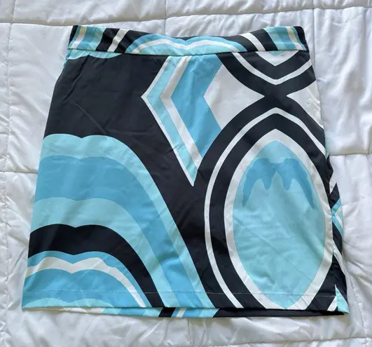 Bogner Tennis Golf Skort Skirt Blue Geometric Stretch Womens Size 12 Outdoor