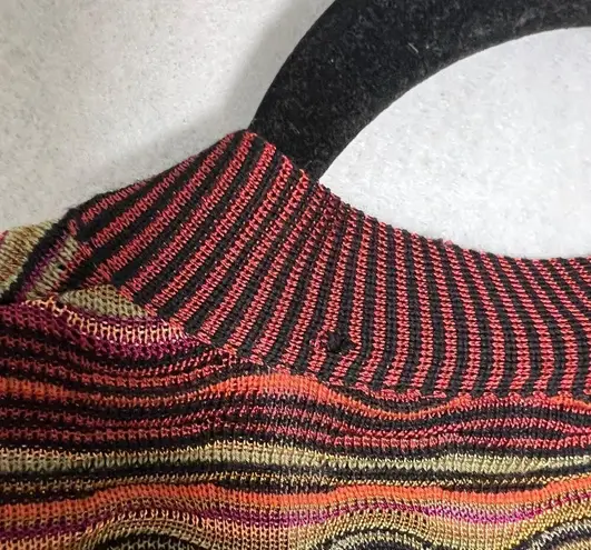 Missoni Wavy Chevron Print Open Knit Button Front Cardigan Size 4 Maroon Orange