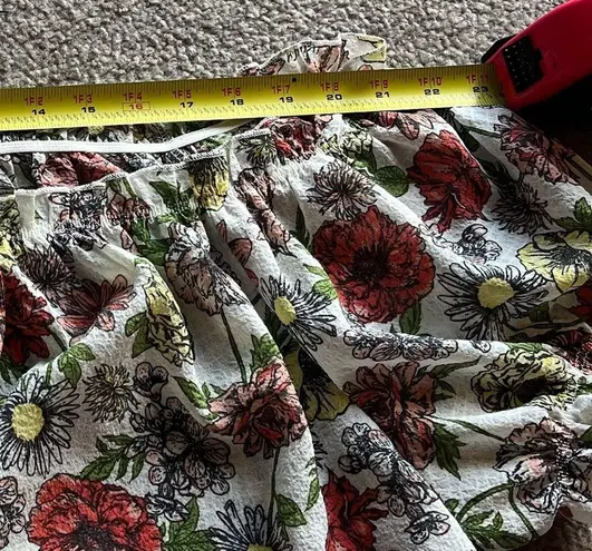 Planet Gold 2/$12 Women’s Plus Orange Floral Print Ruffle Loose Fit Blouse 1X