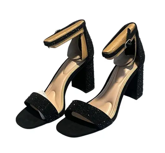 Kelly & Katie Heels Caital XW Size 7.5 Black Wide Block 3.25 Heel Shoe Sparkle