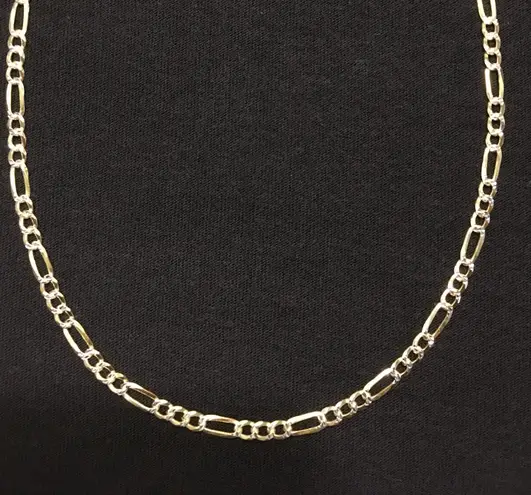 Gold Chain Figaro Two Tone 20in 4mm .925 Italy