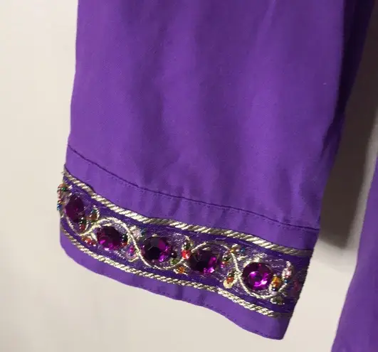 Vintage NY B’WAY purple long sleeve button down red hat society top size large