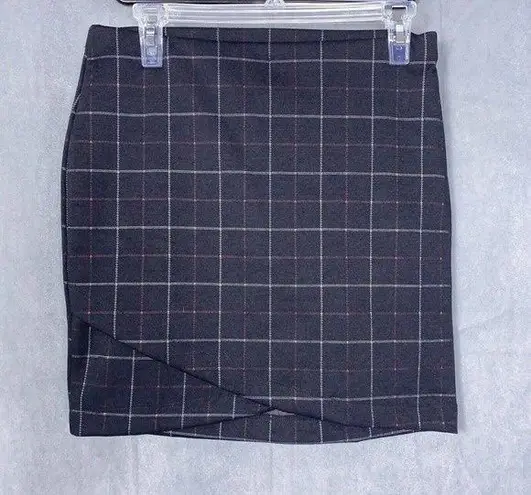 Vylette Women's Ponte Knit Mini Skirt Size Medium Elastic Waist Dark Plaid