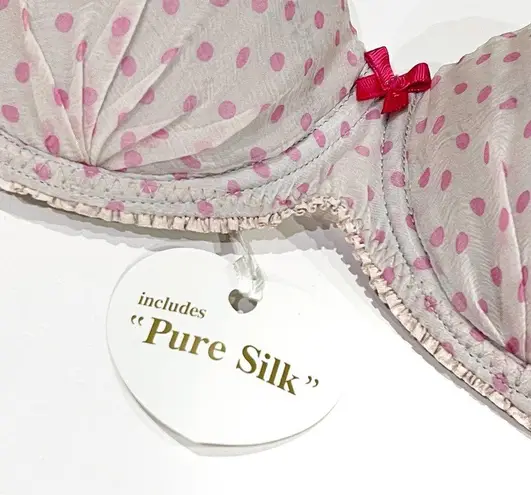 NEW Mimi Holliday 36C Silk Chiffon Balcony Bra Lingerie Polka Dot Damaris Bows Size undefined