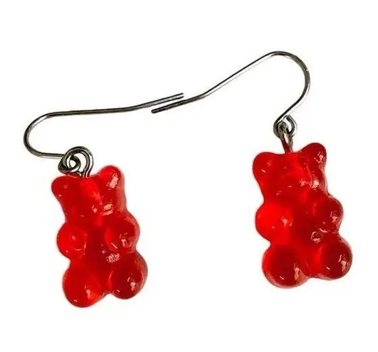 Red gummy bear earrings