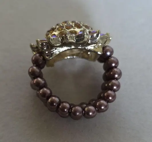 Rhinestone Sunflower Stretch Ring Gold