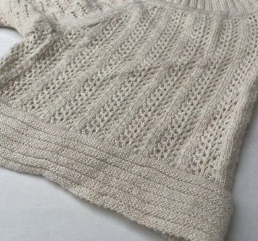 Catherine Malandrino 100% Baby ALPACA Cream Embroidered Vintage Button Top Sz S