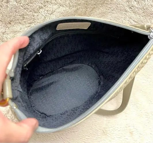 YSL RARE Vintage Woven Taupe Shoulder Bag Full Inclusion