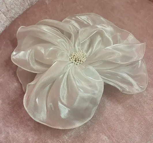 White satin flower pin/hair accessory