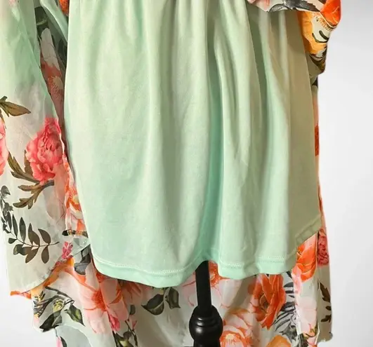 Revamped Women's Light Aqua Green Floral Maxi Dress XS | EUC