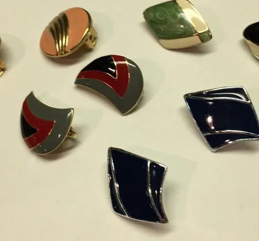 Lot Of 5 Enamel Costume Earrings Vintage