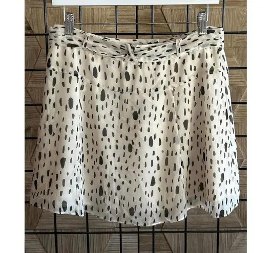 Avec Les Filles NWT Mini Skirt Sz 4 White Black Button Closure Belt Lined Twee