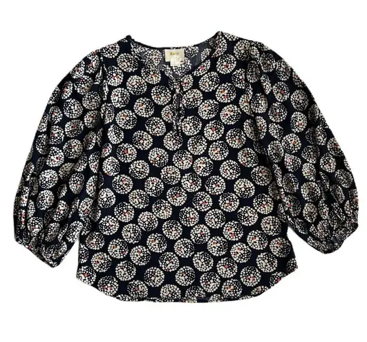 Maeve Anthropologie Women’s Blue Confetti Ball Puff Sleeve Blouse Size 2