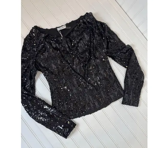 Ramy Brook NWT Ramy Brooke Black Nicole Sequined Top Glam Elegant Sleek Party Womens Sz S