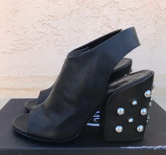 Alexander McQueen McQ Kingsland studded block heel slingback leather sandal 36