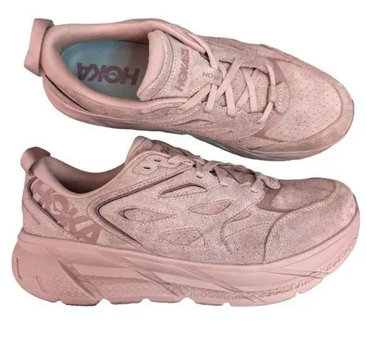 Hoka ONE ONE U Clifton L Suede Pale Mauve Pink Unisex Sneaker Trainer Women 11.5