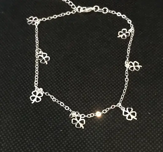 NEW Anklet Four Leaf Clover Anklet Silver Color 10” Total Length (or Bracelet)