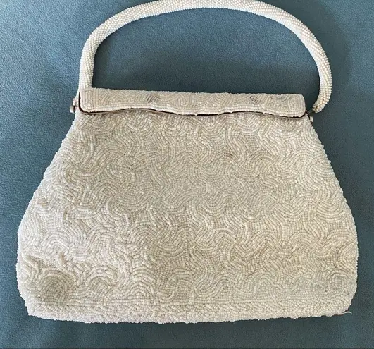 Vintage Beaded Evening Bag White