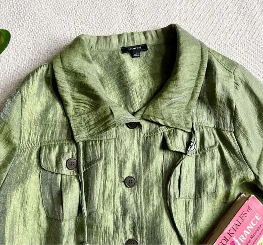 Elementz Y2K Vintage Metallic Green Button-Up Jacket thumbnail 2