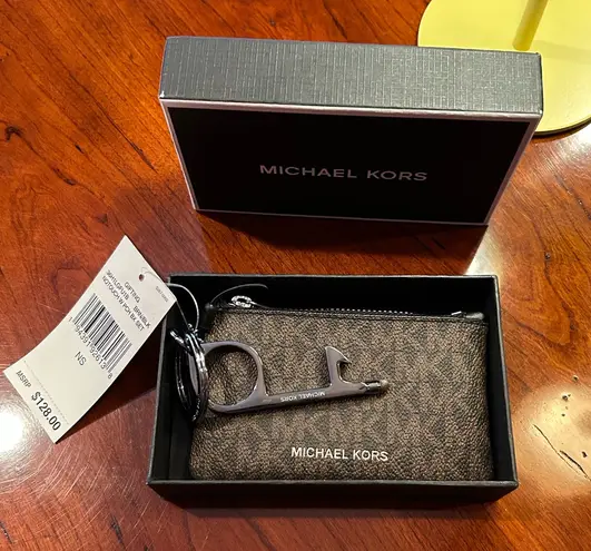 Michael Kors NWT  Logo Pouch Card Wallet and No Touch Keychain Set thumbnail 1
