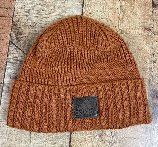 Adidas  One Size Fits Most Knit Burnt Orange Rust Ribbed Knit Beanie Outdoor