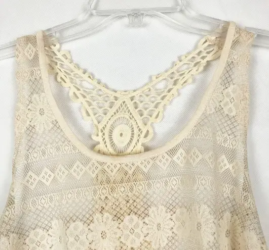 Ambiance Babydoll Top Juniors Medium Y2K Crochet Lace Boho Coastal Beachy Dainty