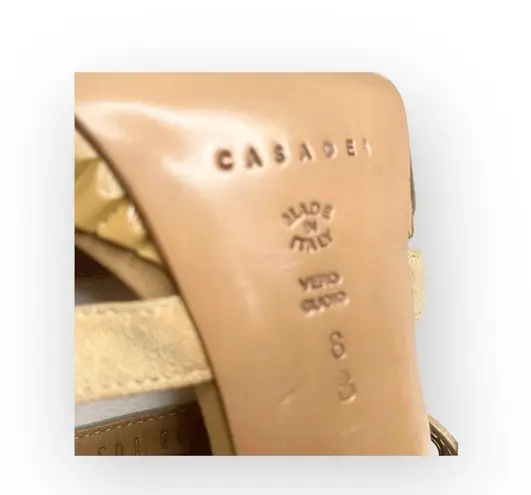 Casadei ♚ Renna Bamboo Heeled Heels Platform Ankle Strap Sandals ♚ Sand Suede ♚