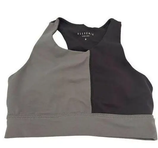 Allfenix Grey & Black Colorblock Halter Sports Bra Size Medium Gray