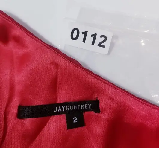 Jay Godfrey 100% Silk Red Chiffon One Shoulder Long Gown