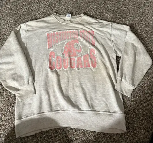 Women’s Vintage Grey And Pink WSU Cougars Crewneck Size Large Gray