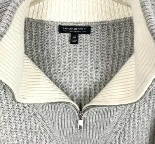 Banana Republic  Oversized Half Zip Sweater Cashmere Blend Heather Gray Medium